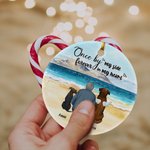 Henkilökohtainen Kerran vierelläni Ikuisesti sydämessäni Pyöreä keraaminen koriste, jossa on merinäköala tausta Joulu Syntymäpäivälahja koiranrakastajaan