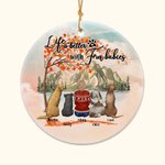 Henkilökohtainen Life is Better with Fur Baby Pyöreä keraaminen koriste punainen vaahteranlehti tausta joulu syntymäpäivälahja koiranrakastajaan