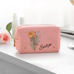 Trousse de Maquillage en Cuir Personnalisée avec Nom Cadeau Fête de Mariage Fête des Mères pour Meilleure Amie Maman Grand-Mère
