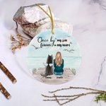 Personalized Once by My Side Forever in My Heart Round Ceramic Ornament with Seagull Background Christmas Birthday Gift for Dog Lover