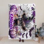 Personalized Soft Fleece Halloween Style Highland Cow Blanket Halloween Gift for Highland Cow Lover