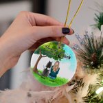 Personalizzato I Love You to the Moon and Back Ornamento rotondo in ceramica con sfondo in vetro verde Regalo di Natale e compleanno per chi ama i can