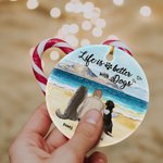 Henkilökohtainen Elämä on parempaa koiran kanssa Pyöreä keraaminen koriste, jossa on merinäköala tausta Joulu Syntymäpäivälahja koiran ystävälle