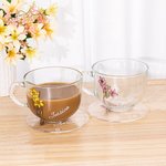 Gepersonaliseerde Geboortebloem 16oz mok en onderzetter met naam Verjaardag Moederdag cadeau voor haar