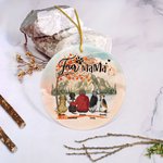 Henkilökohtainen Fur Mama tai Papa Pyöreä keraaminen koriste punainen vaahteranlehti tausta joulu syntymäpäivälahja koiranrakastajaan