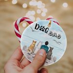 Personalized Dog Mom or Dog Dad Round Ceramic Ornament with Seagull Background Christmas Birthday Gift for Dog Lover