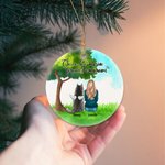 Henkilökohtainen Kerran vierelläni Ikuisesti sydämessäni Pyöreä keraaminen koriste vihreä lasi tausta joulu syntymäpäivälahja koiranrakastajaan