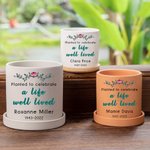 Personalisierte Ein Leben gut gelebt Blumentopf mit Namen und Jahrestag Memorial Geschenk für Familie Freund