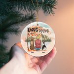 Gepersonaliseerde hond mam of hond pap ronde keramische ornament met rood esdoornblad achtergrond kerst verjaardagscadeau voor hondenliefhebber
