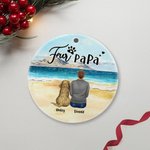 Henkilökohtainen Fur Mama tai Papa Pyöreä keraaminen koriste merellä maisema tausta joulu syntymäpäivälahja koiranrakastajaan