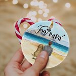 Henkilökohtainen Fur Mama tai Papa Pyöreä keraaminen koriste merellä maisema tausta joulu syntymäpäivälahja koiranrakastajaan