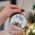 Gepersonaliseerd Leven is Beter met een Hond Rond Keramisch Ornament met Zeemeeuw Achtergrond Kerst Verjaardagscadeau voor Hondenliefhebber