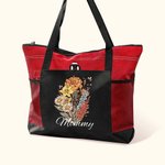 Bolsa de gran capacidad personalizada con nombre y bolsillos de malla para ramo de flores de nacimiento Día de la Madre Regalo de cumpleaños para la abuela Mamá