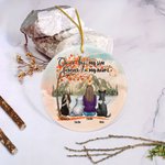 Personalized Once by My Side Forever in My Heart Round Ceramic Ornament with Red Maple Leaf Background Christmas Birthday Gift for Dog Lover