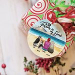 Henkilökohtainen ikuisesti sydämessäni Pyöreä keraaminen koriste, jossa on merinäköala Tausta Joulu Syntymäpäivälahja koiranrakastajalle