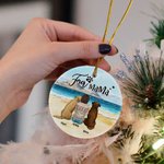 Henkilökohtainen Fur Mama tai Papa Pyöreä keraaminen koriste merellä maisema tausta joulu syntymäpäivälahja koiranrakastajaan