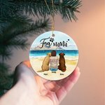 Henkilökohtainen Fur Mama tai Papa Pyöreä keraaminen koriste merellä maisema tausta joulu syntymäpäivälahja koiranrakastajaan