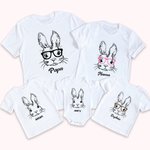 Personalisiertes T-Shirt Baby Strampler Eltern-Kinder-Kleidung mit Niedlichen Kaninchen Muster und Namen Ostern Geschenk für Familie