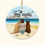 Henkilökohtainen Fur Mama tai Papa Pyöreä keraaminen koriste merellä maisema tausta joulu syntymäpäivälahja koiranrakastajaan