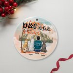 Gepersonaliseerde hond mam of hond pap ronde keramische ornament met rood esdoornblad achtergrond kerst verjaardagscadeau voor hondenliefhebber