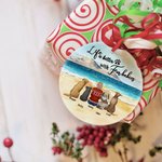 Personalized Life is Better with Fur Baby Round Ceramic Ornament with Sea Scenery Background Christmas Birthday Gift for Dog Lover