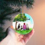 Personlig Forever in My Heart Rund keramisk prydnad med grön glasbakgrund Julklapp för hundälskare