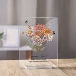 Personalized Birth Flower Bouquet Garden Acrylic Plaque Home Decoration Mother's Day Birthday Gift for Mom Grandma