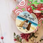 Henkilökohtainen Fur Mama tai Papa Pyöreä keraaminen koriste merellä maisema tausta joulu syntymäpäivälahja koiranrakastajaan