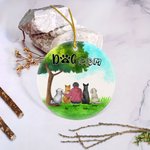 Henkilökohtainen koira äiti tai koira isä pyöreä keraaminen koriste vihreä lasi tausta joulu syntymäpäivälahja koiran rakastajaille