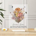 Personalized Birth Flower Bouquet Garden Acrylic Plaque Home Decoration Mother's Day Birthday Gift for Mom Grandma