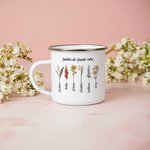 Tasse en Émail Personnalisée avec Fleur de Naissance et Nom Cadeau d'Anniversaire Fête des Mères pour Grand-mère Maman