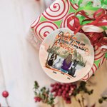 Personalized Once by My Side Forever in My Heart Round Ceramic Ornament with Red Maple Leaf Background Christmas Birthday Gift for Dog Lover
