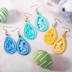 Boucles d'Oreilles Personnalisées avec lnitiale Style Lapin Rose Accessoire Acrylique Cadeau Anniversaire Fête pour Fille Femme