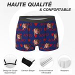 Caleçon Personnalisé avec Photo du Visage Sous-Vêtement à Motif Cœur et Texte XOXO Cadeau d'Anniversaire Saint-Valentin pour Homme