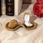 Personalized Cowboy Hat Velvet Ring Box with Initials Proposal Engagement Wedding Gift for Her
