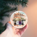 Personalized Once by My Side Forever in My Heart Round Ceramic Ornament with Red Maple Leaf Background Christmas Birthday Gift for Dog Lover