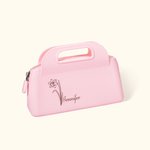 Sac à Main Personnalisé avec Nom et Fleur de Naissance Trousse de Maquillage en Silicone Imperméable Cadeau Fête des Mères Soirée Mariage pour Femme