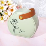 Gepersonaliseerde draagbare geboorte bloem hand-held sieraden geval opbergdoos met naam verjaardag bruidsmeisje cadeau voor haar
