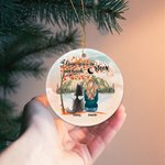 Gepersonaliseerd I Love You to the Moon and Back Rond Keramisch Ornament met Rode Esdoornblad Achtergrond Kerst Verjaardagscadeau voor Hondenliefhebbe