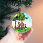 Henkilökohtainen koira äiti tai koira isä pyöreä keraaminen koriste vihreä lasi tausta joulu syntymäpäivälahja koiran rakastajaille