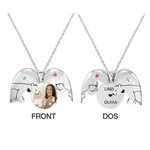 Collier Personnalisé avec Photo Noms Pierre de Naissance Pendentif en Forme de Cœur à Motif Ours Cadeau Familial de Fête des Mères pour Femme