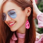 Boucles d'Oreilles Personnalisées avec lnitiale Style Lapin Rose Accessoire Acrylique Cadeau Anniversaire Fête pour Fille Femme
