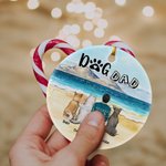 Henkilökohtainen koira äiti tai koira isä pyöreä keraaminen koriste meri maisema tausta joulu syntymäpäivälahja koiran rakastaja