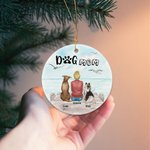 Personalized Dog Mom or Dog Dad Round Ceramic Ornament with Seagull Background Christmas Birthday Gift for Dog Lover