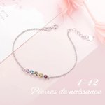Bracelet en Argent Massif Personnalisé avec Pierres de Naissance Cadeau de Noël et d'Anniversaire pour Femme Ami Mère