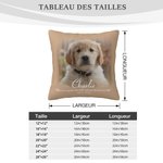 Housse d'Oreiller Personnalisée avec Photo et Nom de l'Animal de Campagnie Décoration de Canapé Cadeau Commémoratif pour Perte d'Animal