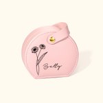 Gepersonaliseerde draagbare geboorte bloem hand-held sieraden geval opbergdoos met naam verjaardag bruidsmeisje cadeau voor haar