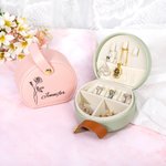 Gepersonaliseerde draagbare geboorte bloem hand-held sieraden geval opbergdoos met naam verjaardag bruidsmeisje cadeau voor haar