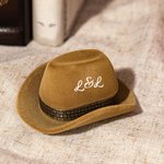 Personalized Cowboy Hat Velvet Ring Box with Initials Proposal Engagement Wedding Gift for Her
