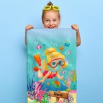 Personalized Marine Diving Super Absorbent Quick Dry Soft Towel with Name Beach Accessory Summer Vacation Birthday Gift for Kid